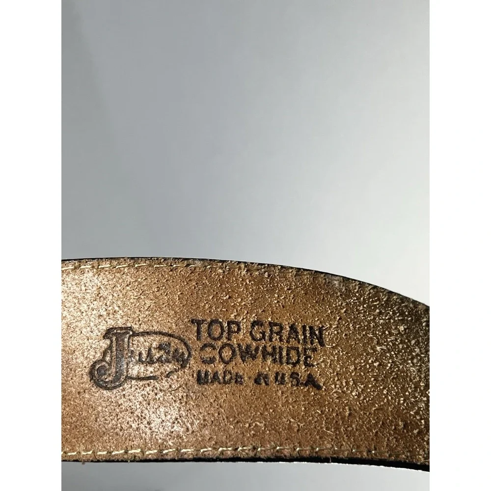 Navajo Style Sunburst Silver Plated Belt Buckle On Etched Floral JUSTIN‎ belt 32